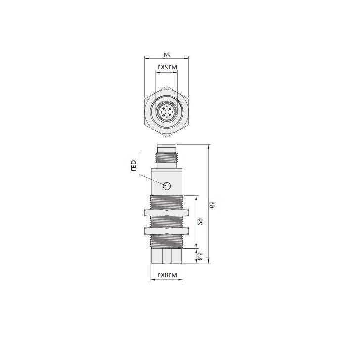 IO-Link Hub、RFID、Ø 18 x 65 mm、可读/写紧凑型处理器、FIS106